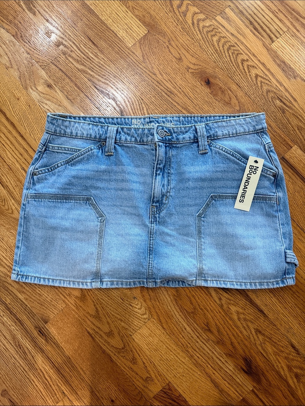 Denim Jean Y2K Style Mini Skirt No Boundaries NoBo L 12-14 NWT